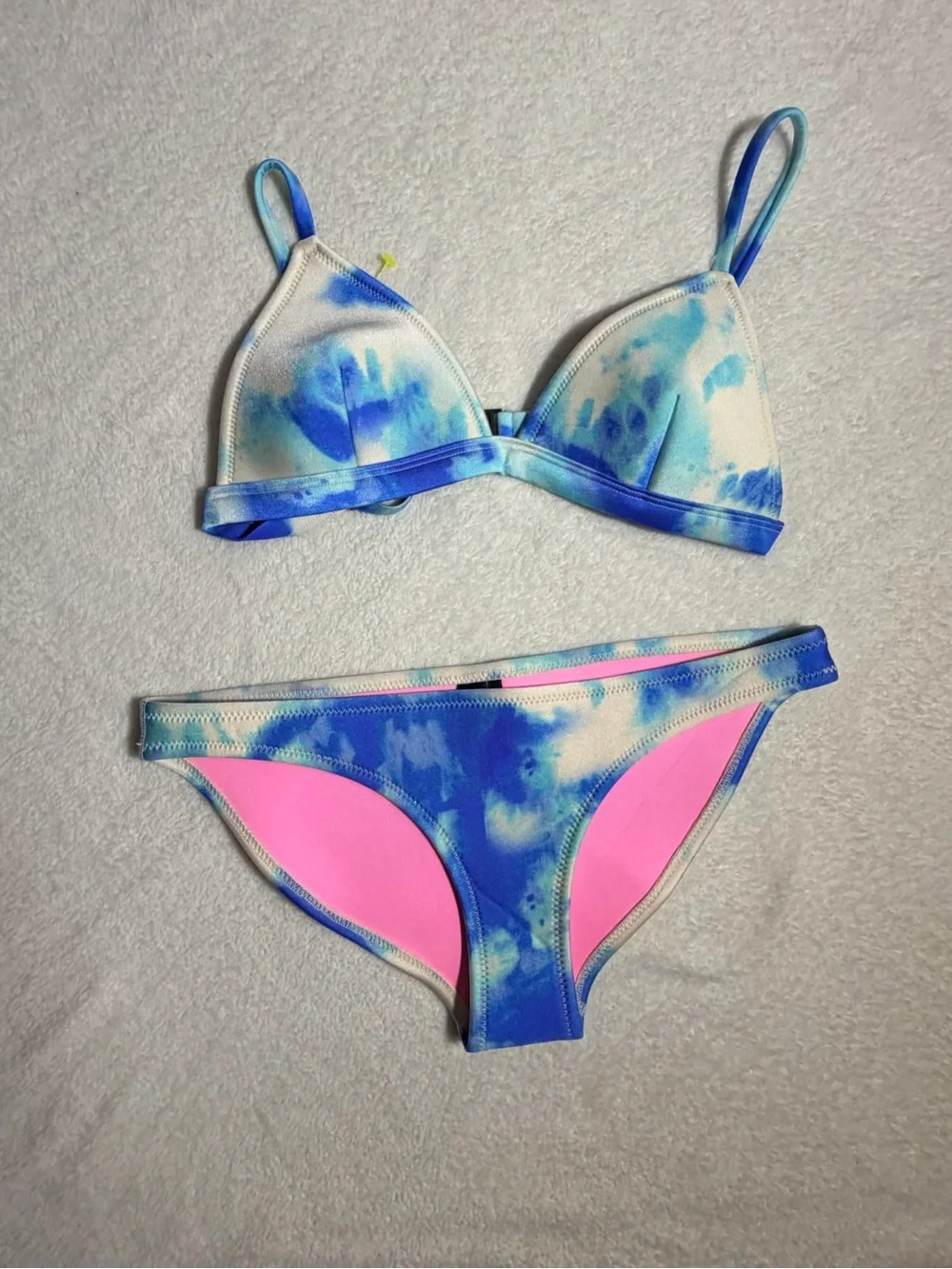 Triangl Blue White Tie Dye Neoprene Bikini Set Small+